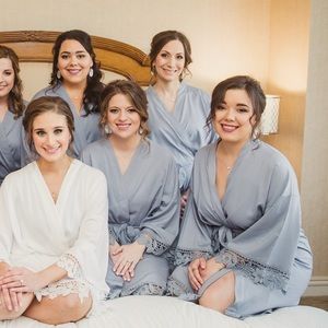 💙 Blue robe, floral lace